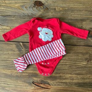 🎅🏽 Christmas Santa Outfit 🎅🏽 LS Bodysuit & Pants Size 6 months